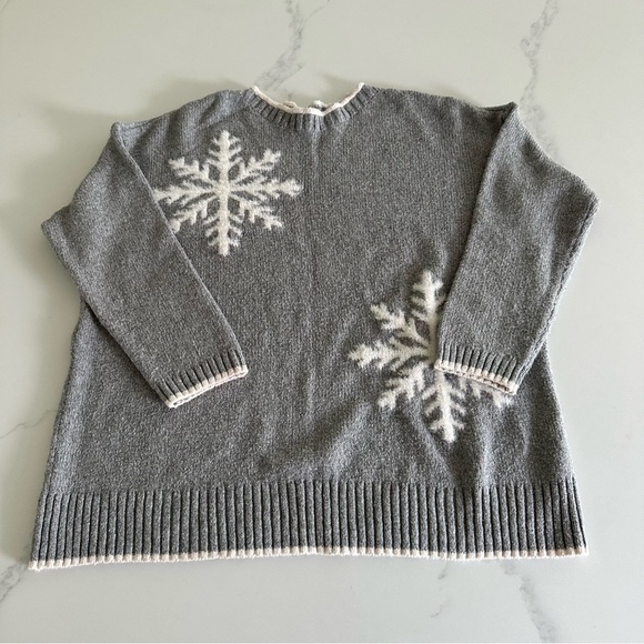 J. Jill Sweaters - J. Jill Sweater Womens Large Petit Snowflake Chunky Knit